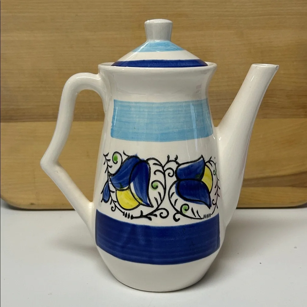 Vintage Japanese Bluebell Ceramic Teapot with Floral Design - Picture 1 of 5
